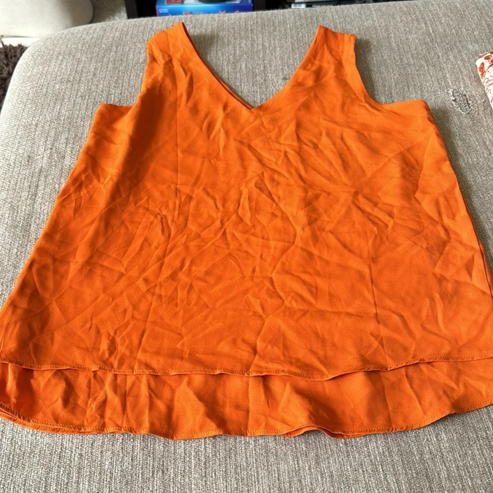 Orange Ann taylor factory xs tank top double hem flowy - Picture 4 of 10
